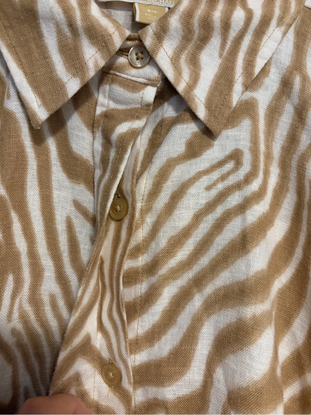 Linen blend, Michael Coles NWT Cropped Oversized Zebra Print Linen Blend Shirt S